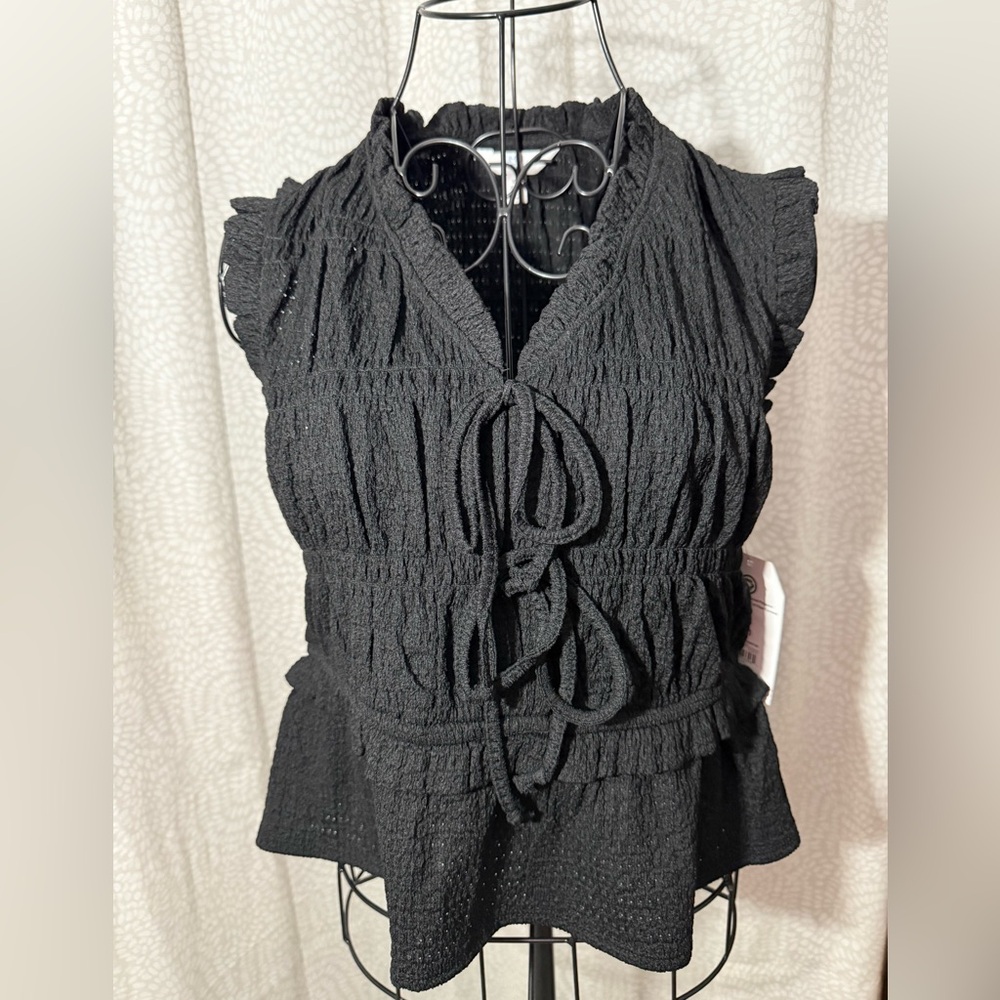 Time and Tru Black Sleeveless Blouse, NWT